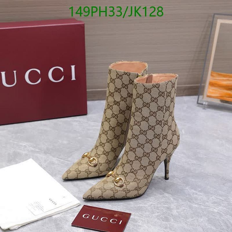 Gucci Women's Ankle Boots in Signature GG Canvas with Gold-Tone Hardware