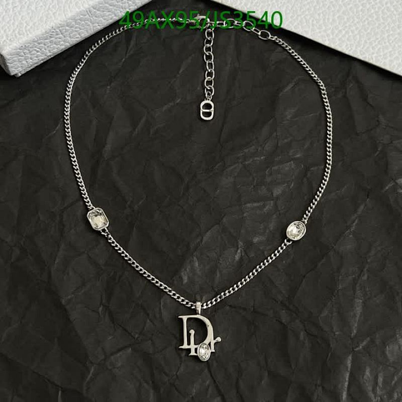 Dior Silver Finish Necklace With White Crystals 'Dior' Signature Detail