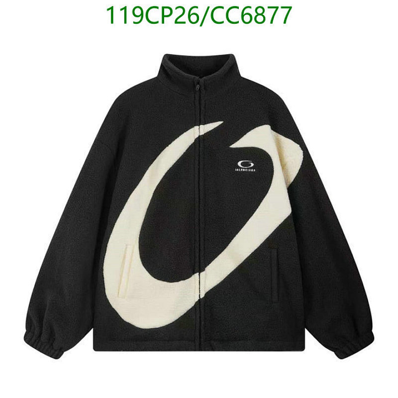 Balenciagaa Black Fleece Jacket with White Logo, Warm and Stylish