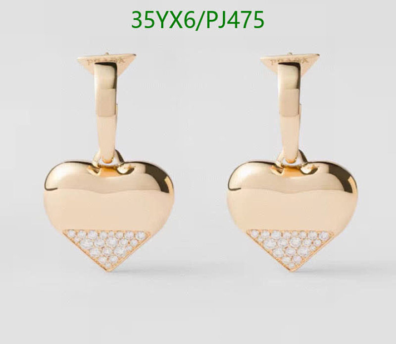 Prada Heart Drop Earrings with Crystals in Gold-Tone Finish, Jewelry PJ475