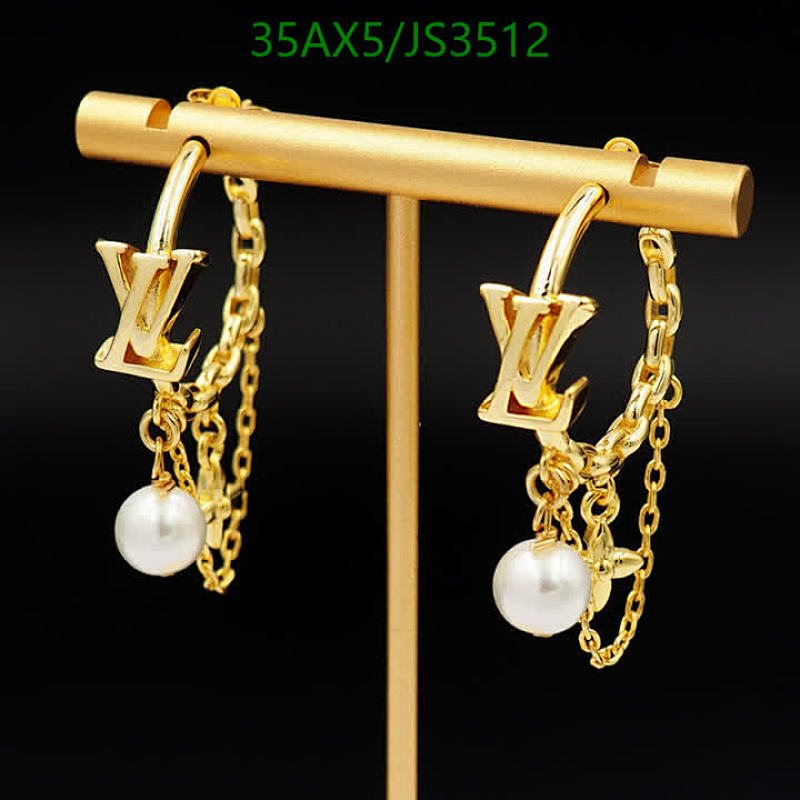 Louis Vuitton Gold-Tone Earrings with Pearl Accents - Elegant and Chic