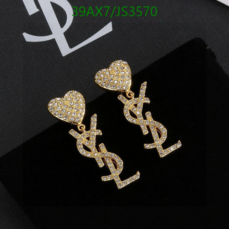 Yves Saint Laurent Gold-Tone Heart YSL Logo Stud Earrings