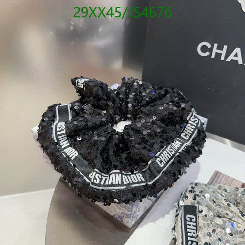 Dior Headband Black Sequins Hair Accessory, Elegant Hair Tie