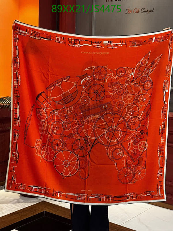 Hermès Complication Equestre Orange Cashmere Silk Scarf 140x140cm