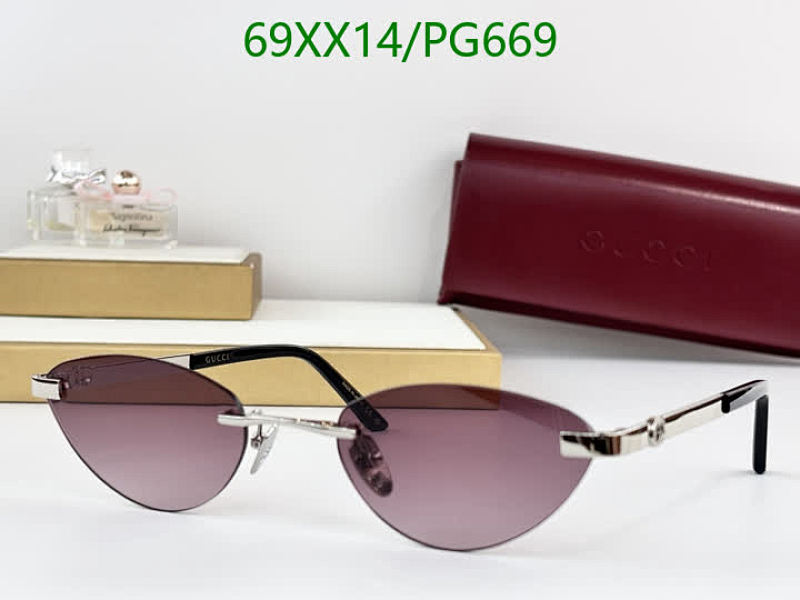 Gucci PG669 Rimless Sunglasses, Stylish Eyewear with Silver Frame & Purple Lens