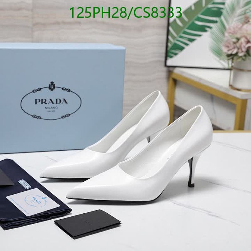 Prada Women's White Leather Pointed-Toe Stiletto Heel Pumps, Size EU35-EU41