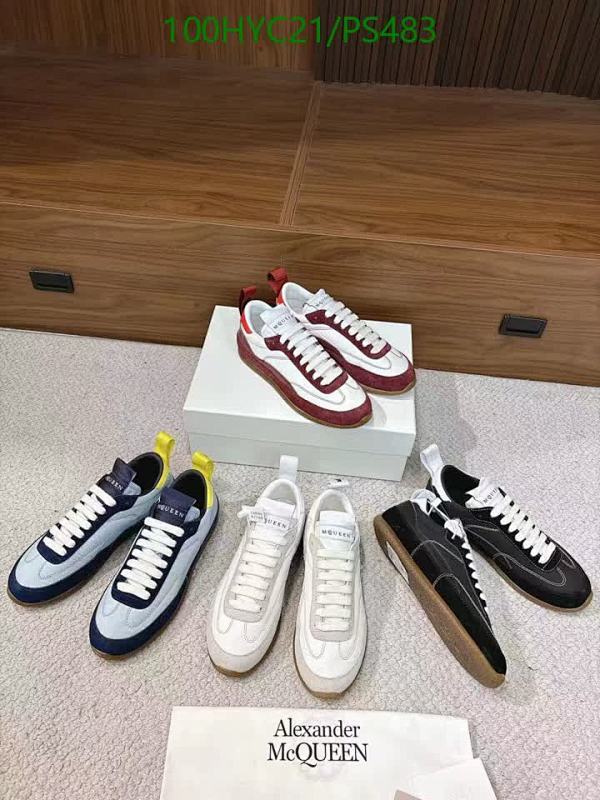 Alexander McQueen Unisex Leather Sneakers Stylish Casual Lace-Up Shoes