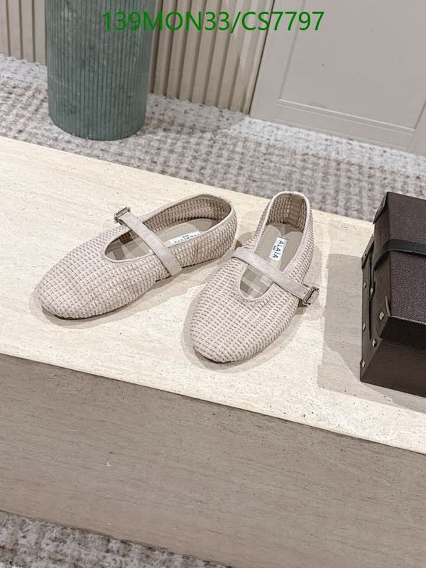 ALAIA Women's Mary Jane Beige Sheepskin & Cowhide Ballet Flats Shoes