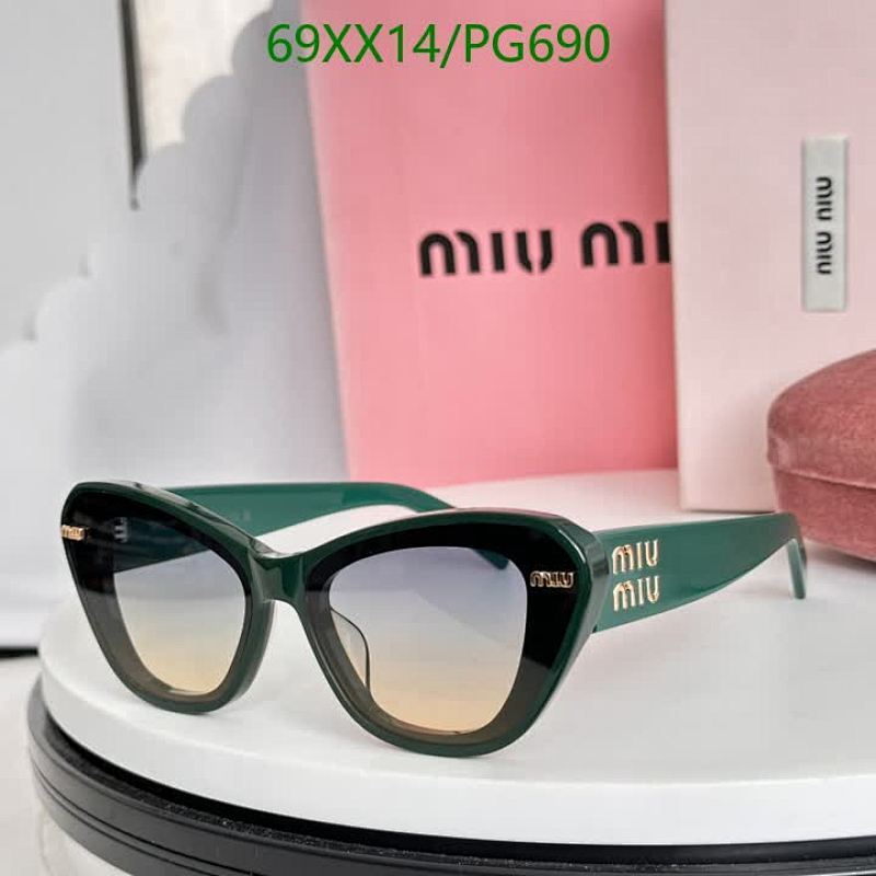 Miu Miu PG690 Cat Eye Sunglasses, Gradient Lens, Green Frame, 63-15-145