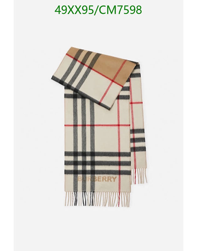 Burberry Cashmere Scarf, Classic Check Pattern, 30 x 168 cm - Timeless Style