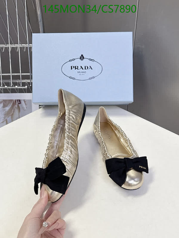 Prada Women's Gold Sheepskin Ballet Flats with Bow Accent - EU 35-40
