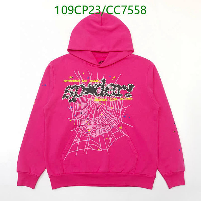 Sp5der Pink Web Graphic Hoodie Pullover Sweatshirt, Casual Streetwear for Men