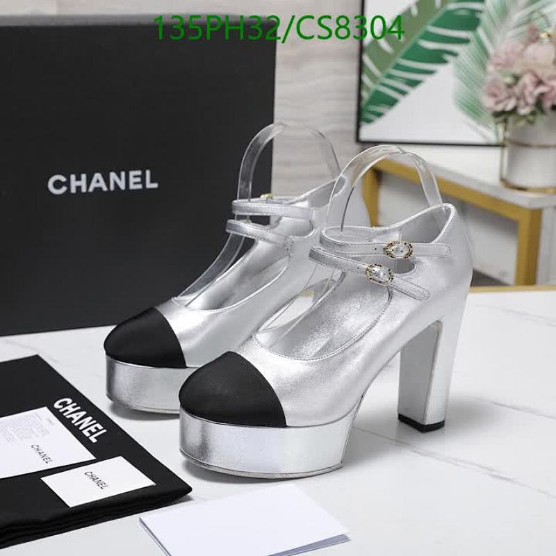Chanel Women's Silver-Tone Leather Platform Mary Jane High Heel Pumps