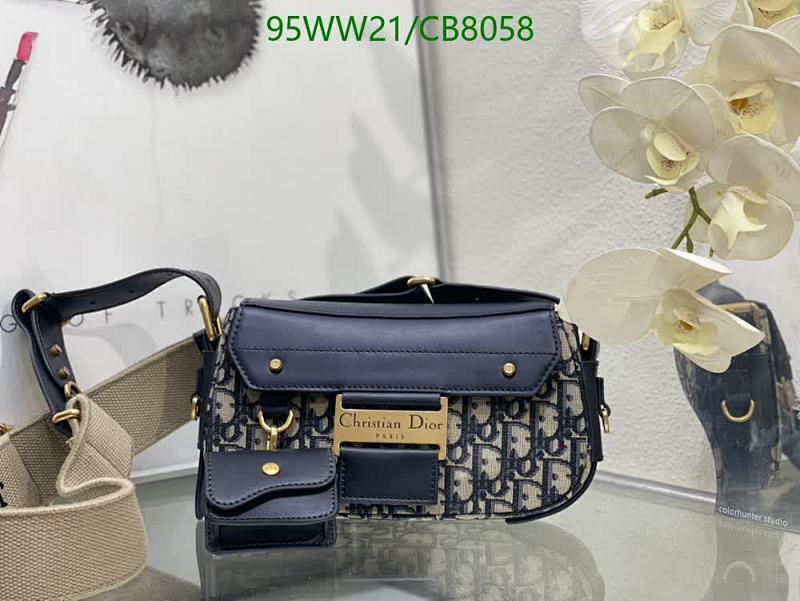 Dior Saddle Bag in Blue Oblique Canvas and Genuine Leather, 24 x 12.5 x 5 cm