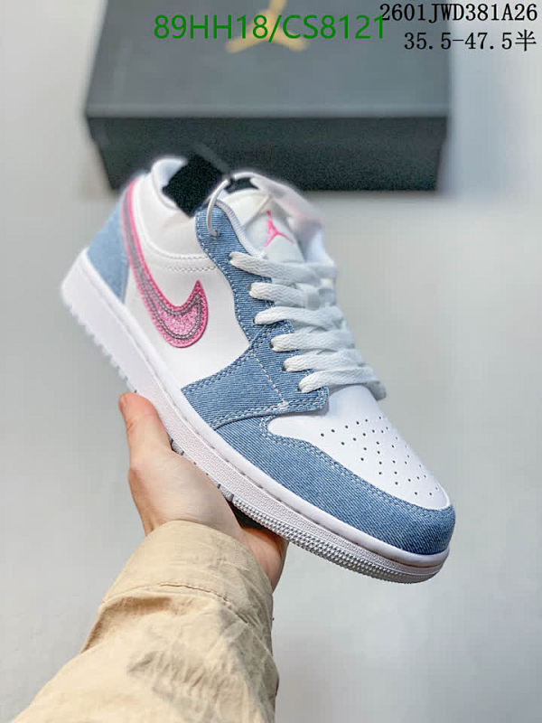 Air Jordan 1 Low White Denim Pink Stitch Shoes, Women Sneakers, Size EU36-47