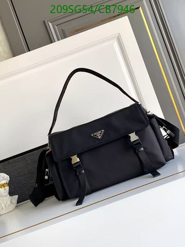 Prada Messenger Bag in Black Canvas and Leather, 42x22x20 CM
