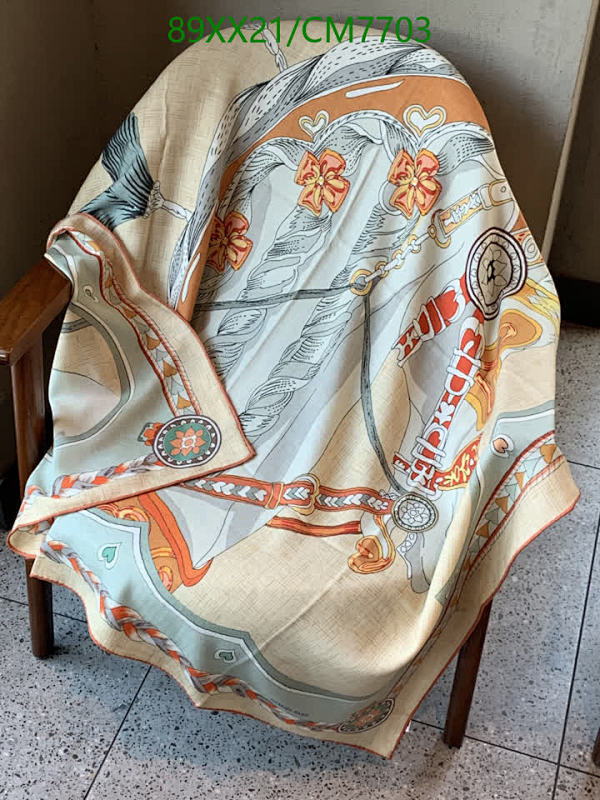 Hermès Women's 140cm Cashmere and Silk Scarf with Equestrian Print