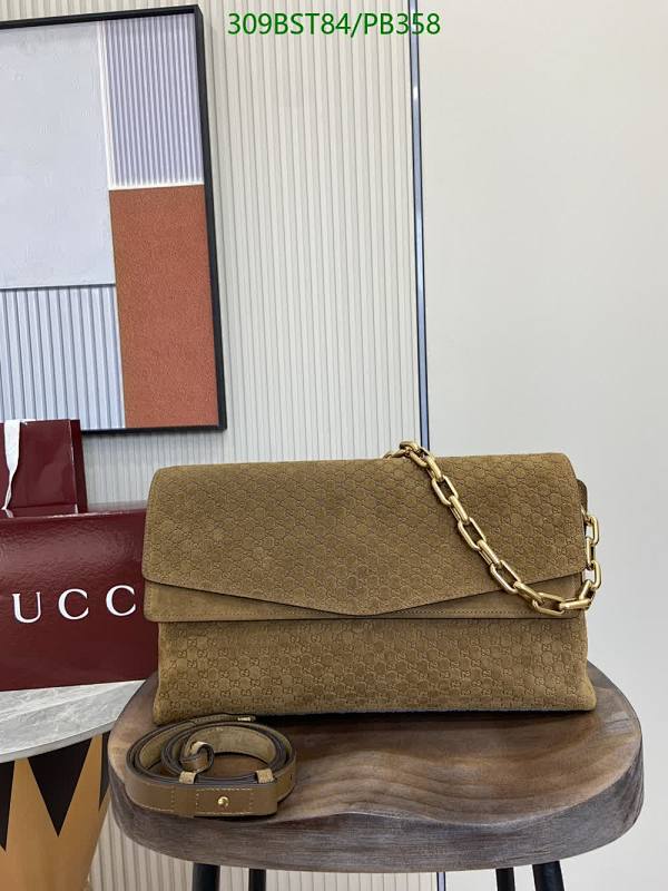Gucci Brown Suede Shoulder Bag with Gold Chain Accent - Model 857362