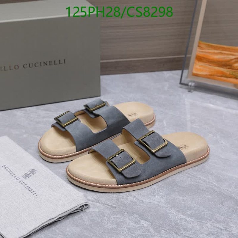 Brunello Cucinelli Men's Suede Double Buckle Slide Sandals - Stylish Comfort