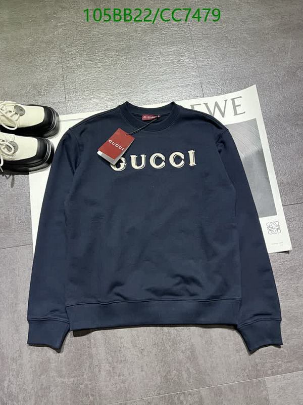 Gucci Men's Navy Cotton Sweatshirt with Embroidered Logo - Size S to L