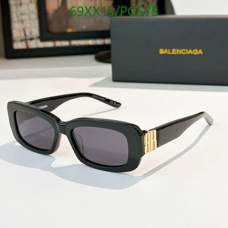 Balenciaga PG575 Black Rectangular Sunglasses | 56-17-140 Lens Size