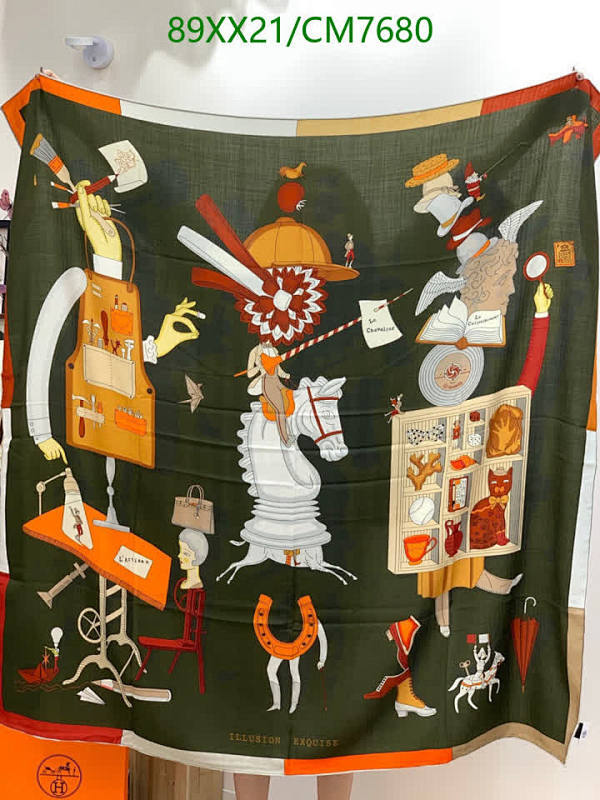 Hermes Illusion Exquise Silk Cashmere Scarf, 140cm - Artistic Design