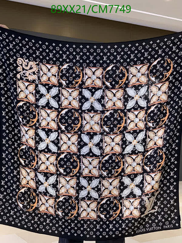 Louis Vuitton Silk Cashmere Scarf - Floral & Logo Print - 140x140cm