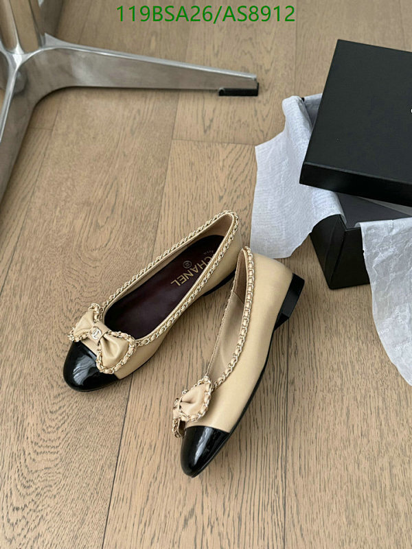 Chanel Women's Beige & Black Leather Ballet Flats with Bow Detail - Size EU35-43