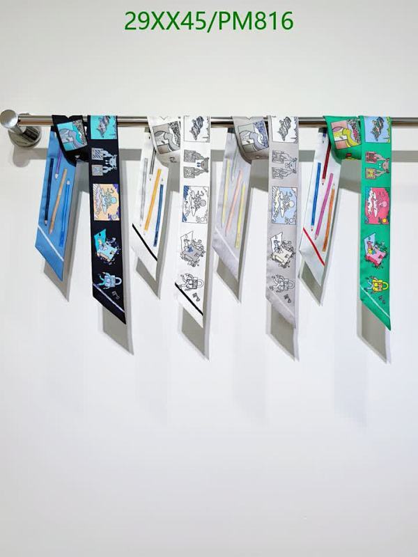 Hermès PM816 Designer Silk Skinny Scarf, Stylish Neck Scarf, Bag Accessory