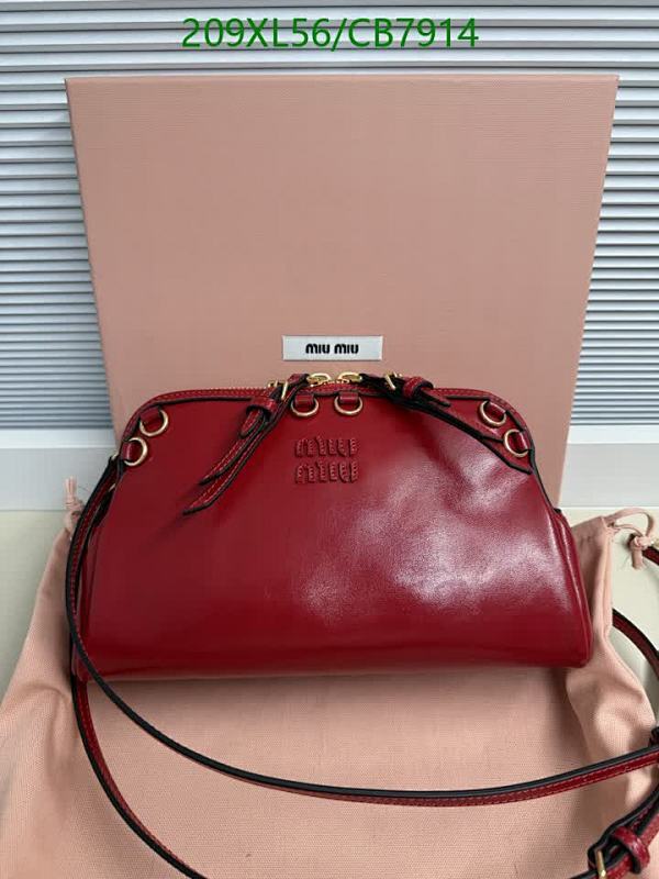 Miu Miu 5BF131 Red Calfskin Leather Shoulder Bag, 24*14*8.5CM