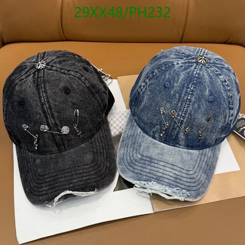 Chrome Hearts Distressed Denim Baseball Cap with Safety Pin Details