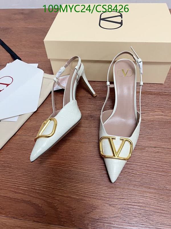 Valentino Garavani Women's White Leather Slingback Heels with Gold Hardware