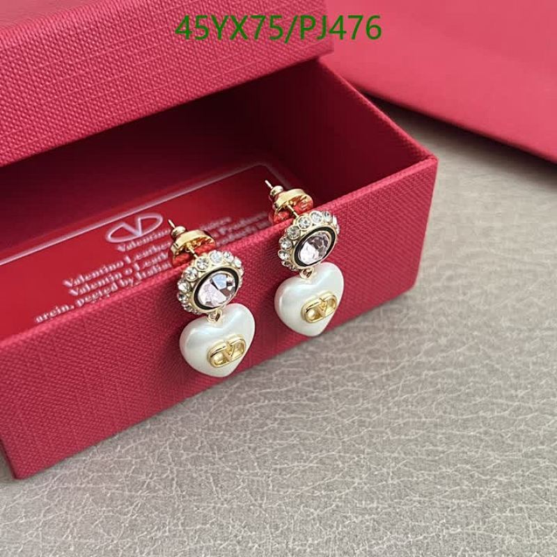 Valentino Heart Drop Earrings with Crystal Accents - Elegant Women's Jewelry