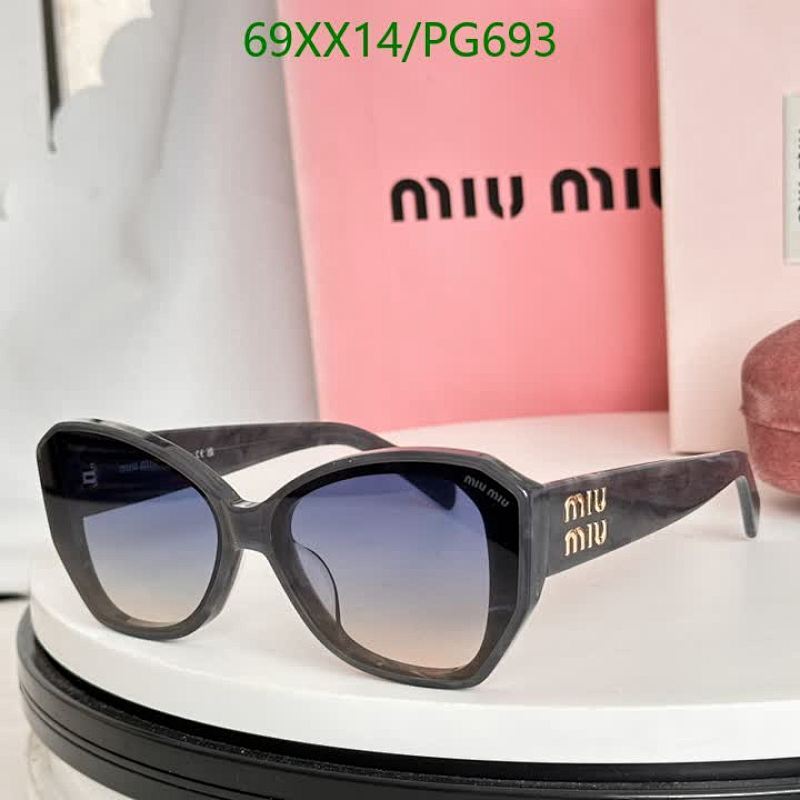 Miu Miu Women's PG693 Cat Eye Sunglasses, Grey Frame, Blue Gradient Lenses