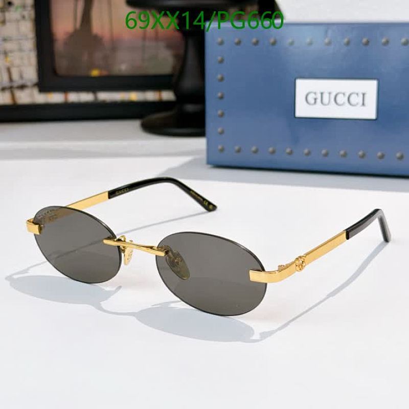 Gucci PG660 Oval Sunglasses - Gold Frame, Grey Lens, Size 55-20-140
