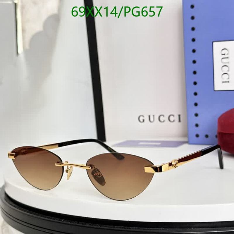 Gucci Women's Cat Eye Sunglasses, Gold Frame, Brown Lenses, 58-20-140
