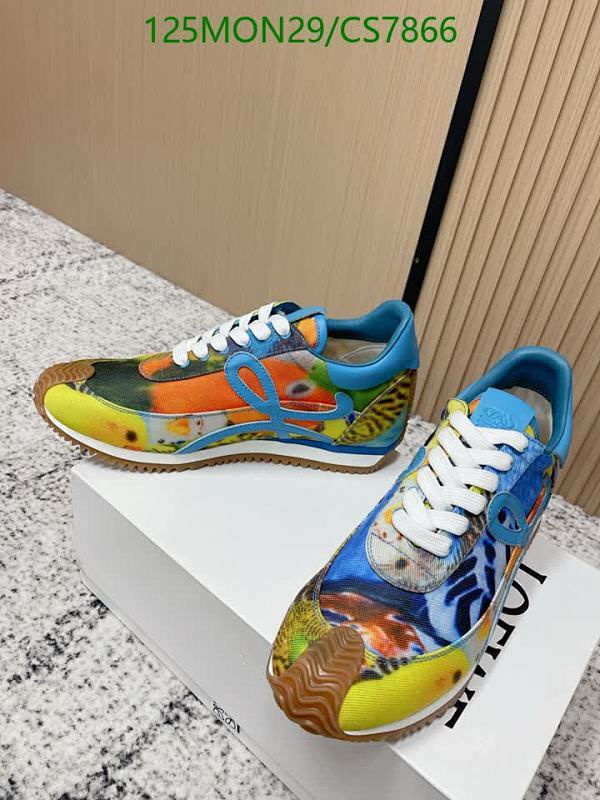 Loewe Men's Flow Runner Sneakers in Multicolor Print Cowhide and Suede