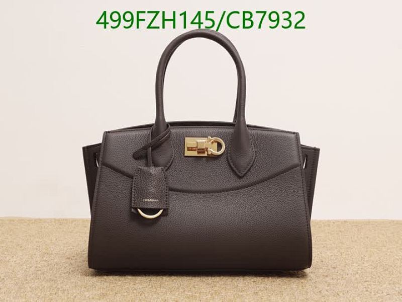 Ferragamo 11A112 Brown Calfskin Handbag, 28*18.5*12.5CM