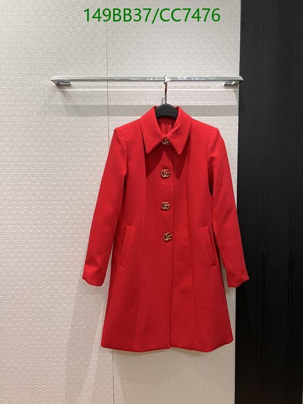 Gucci Red Polyester Coat With Golden Buttons - CC7476