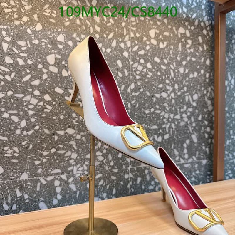 Valentino Garavani White Leather Pumps with Gold Hardware, Pointed Toe