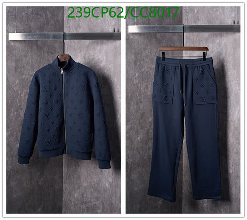 Louis Vuitton Men's CC8017 Embossed Monogram Jacket & Pants Set - S to XL