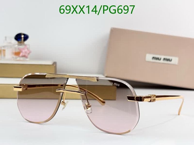 Miu Miu PG697 Rimless Aviator Sunglasses | Pink Gradient Lens, Gold Hardware