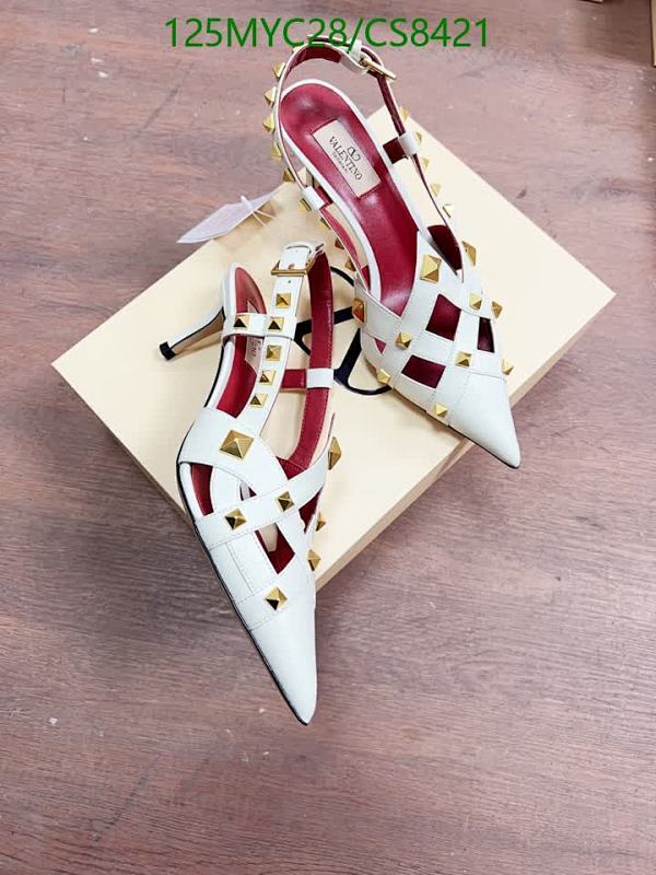 Valentino Women's White Sheepskin Slingback Heels with Gold Rockstud Details