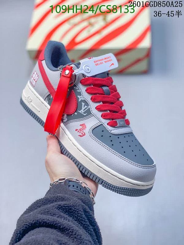 Air Force 1 Low Grey Red LV Unisex Sneakers, Fashionable and Comfortable