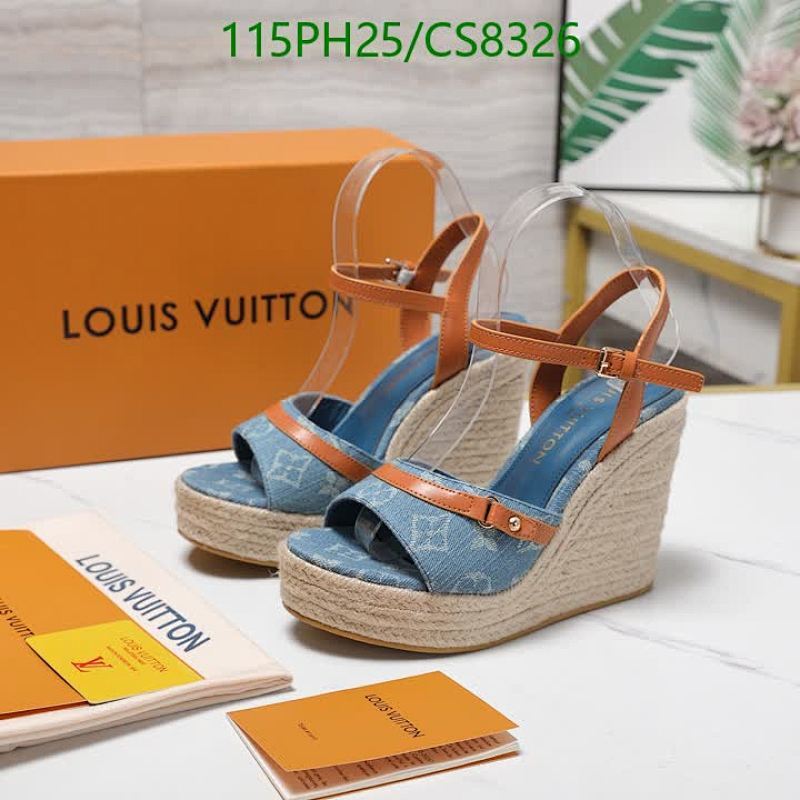 Louis Vuitton Women's Wedge Sandals, Blue Denim, Ankle Strap, Espadrille Sole