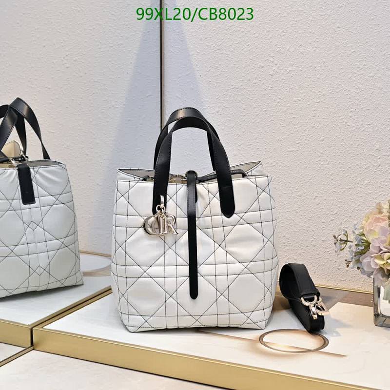 Dior White Leather Lady Dior Bag, Quilted Design, Top Handle Bag