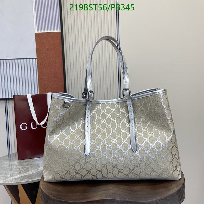 Gucci GG Supreme Tote Bag, 38cm, Beige/Silver, PVC & Leather, Model 815213