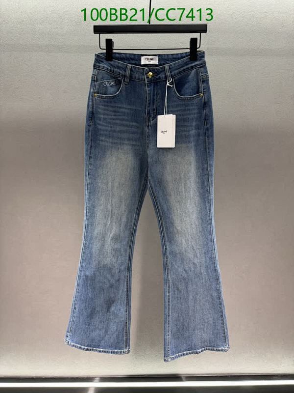 Celine Denim Jeans for Women, High-Waisted Flare Leg, Light Wash, Sizes S-L