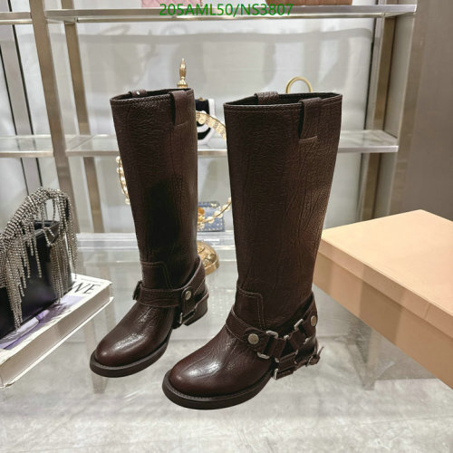 Women's Brown Leather Knee-High Boots with Buckle Straps, EU Size 35-41