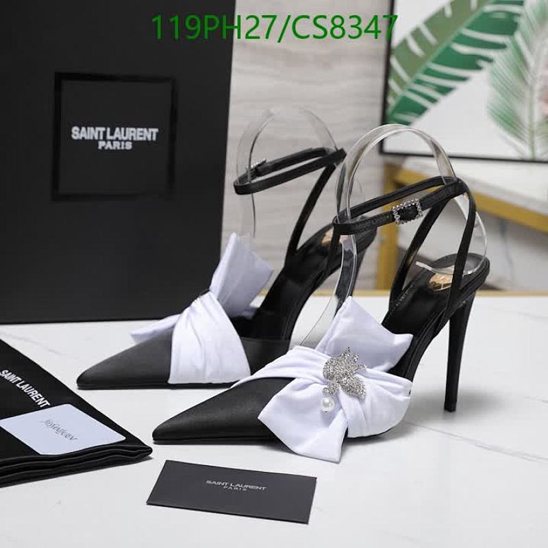 Saint Laurent Women's CS8347 Black Silk Heels with Bow Detail